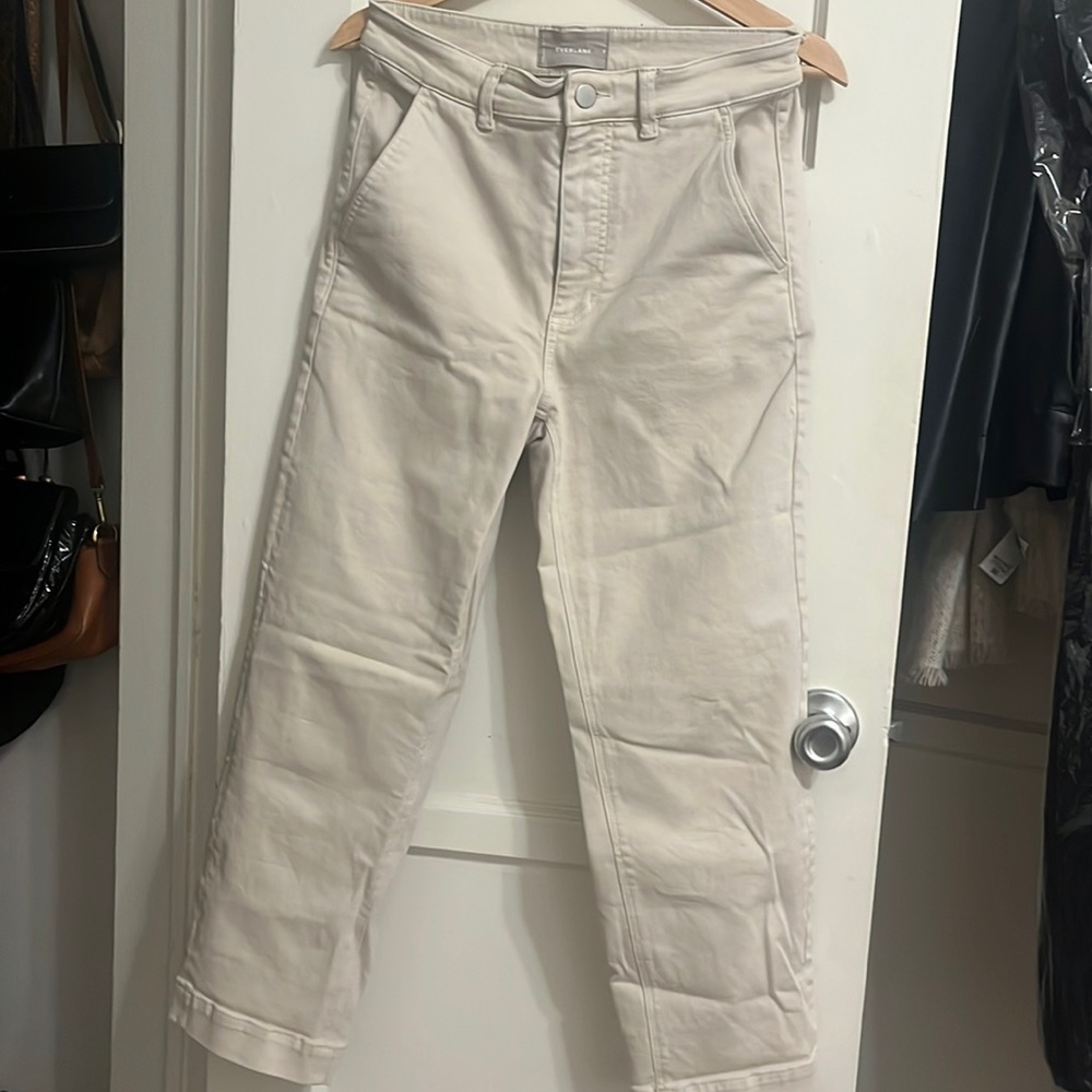Everlane straight cropped regular white pants